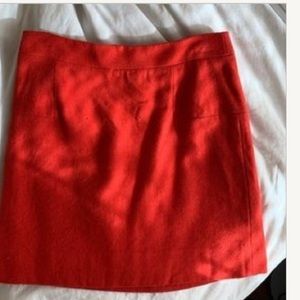 Preppy poppy red J. Crew wool holiday mini skirt